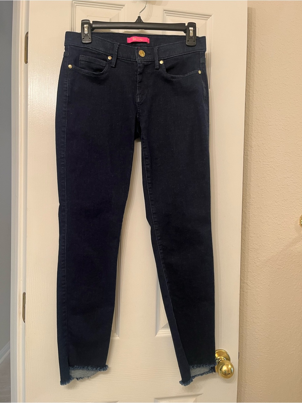Lilly Pulitzer Dark Blue Skinny Jeans with Raw Hem 4